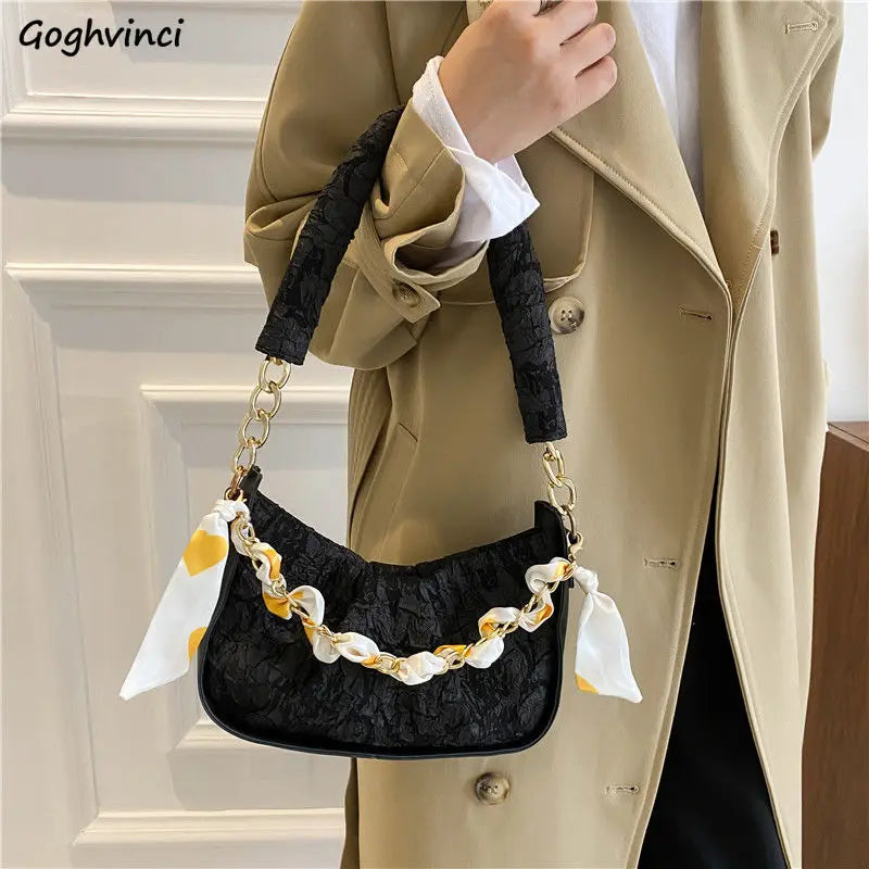 Shoulder Bags Women Floral Pattern Underarm Pleated Hasp Ladies