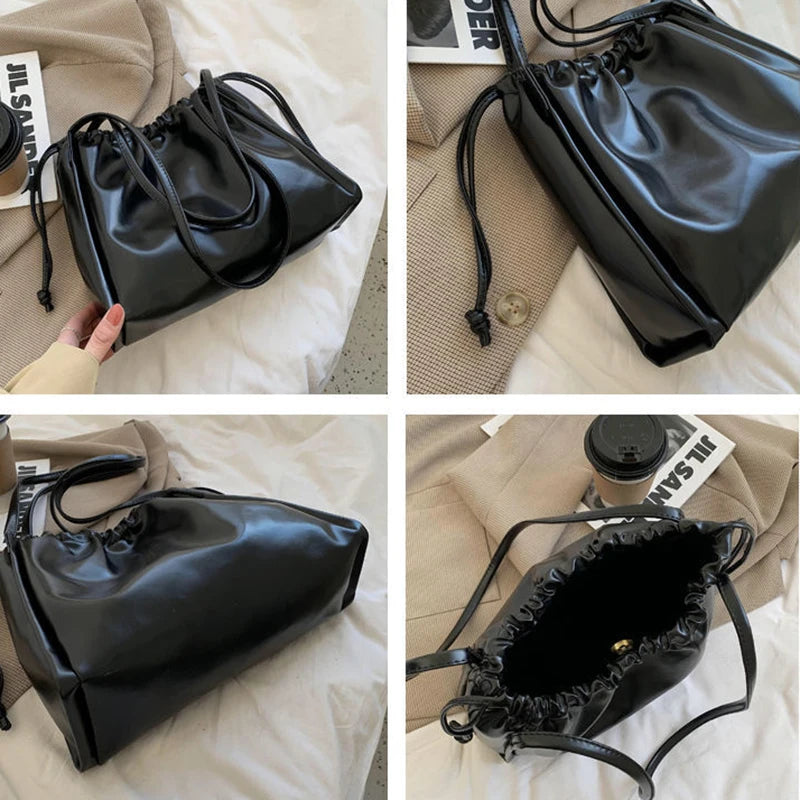 Shoulder Bags Women Folds Large-capacity Casual Totes Solid Handbags