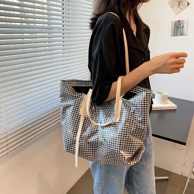 Plaid Summer Transparent Beach Holiday Handbags Harajuku Portable