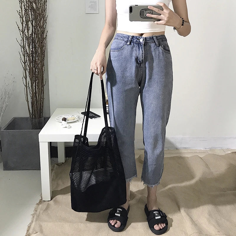 Women Large Capacity Shoulder Bag Hollow Out Casual Tote Handbag