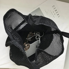Women Large Capacity Shoulder Bag Hollow Out Casual Tote Handbag