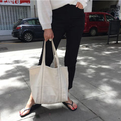 Large Capacity Canvas Shoulder Bag Zipper Handbag