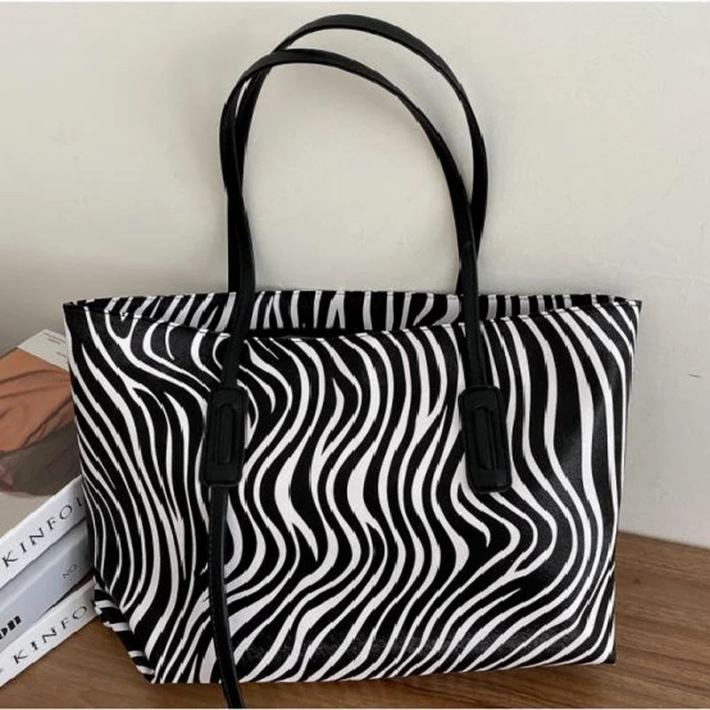 Leopard Shoulder Bag Women High Street Underarm PU Tote Handbag