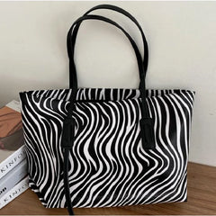 Leopard Shoulder Bag Women High Street Underarm PU Tote Handbag