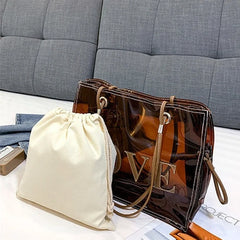 Shoulder Bags Women Letter Vintage Totes Female Large Capacity Transparent PVC
