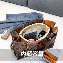 Shoulder Bags Women Letter Vintage Totes Female Large Capacity Transparent PVC
