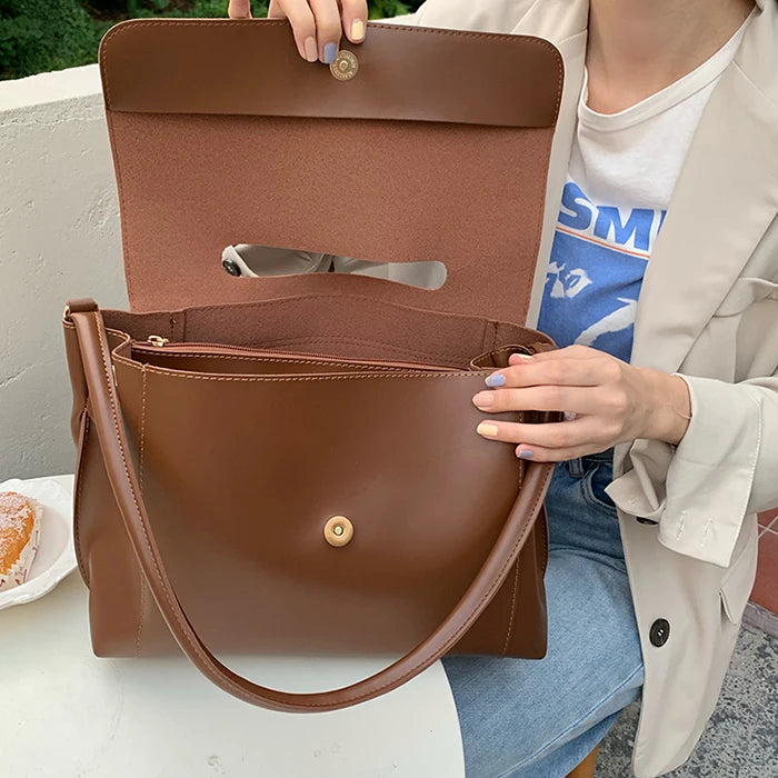 Shoulder Bags Women PU Leather Soft Texture Office Ladies