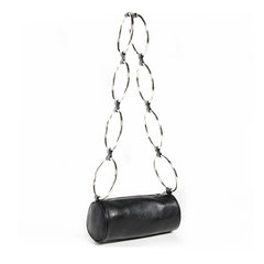 Women PU Leather Vintage Fashionable Cross-body Circular Sequined Shoulder Bag