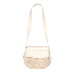 Shoulder Bags Women PU Patchwork Lambswool Cross-body Winter Plush Handbag