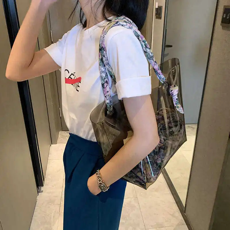 Women PVC Floral Composite Bag Large Capacity Totes Underarm Handbags
