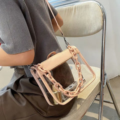 Shoulder Bags Women PVC Patchwork Transparent Cross-body Jelly Bag