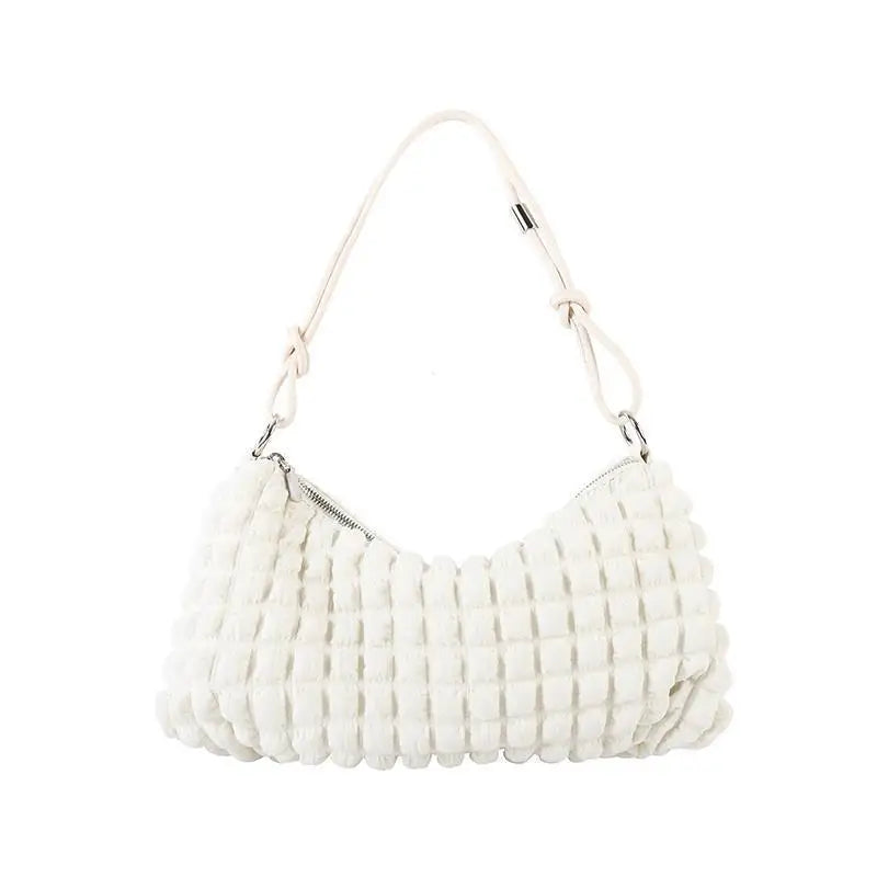 Plaid Shoulder Bag Women Soft Casual Cotton Underarm Handbag