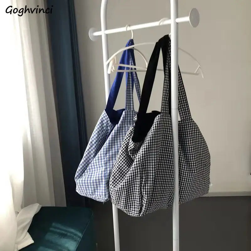 Shoulder Bags Women Plaid Casual Totes Large Capacity