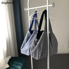 Shoulder Bags Women Plaid Casual Totes Large Capacity