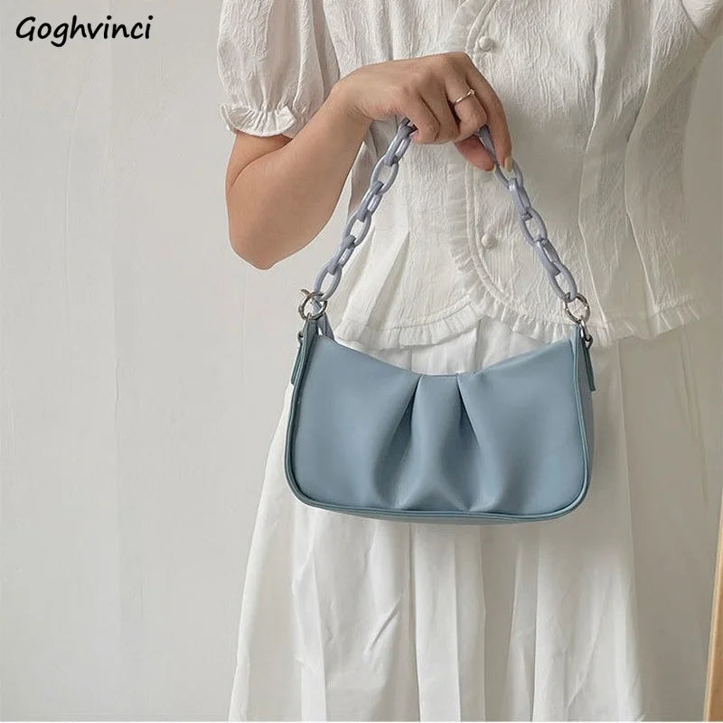 Soft PU Leather Shoulder Bag Crossbody Chains Handbag