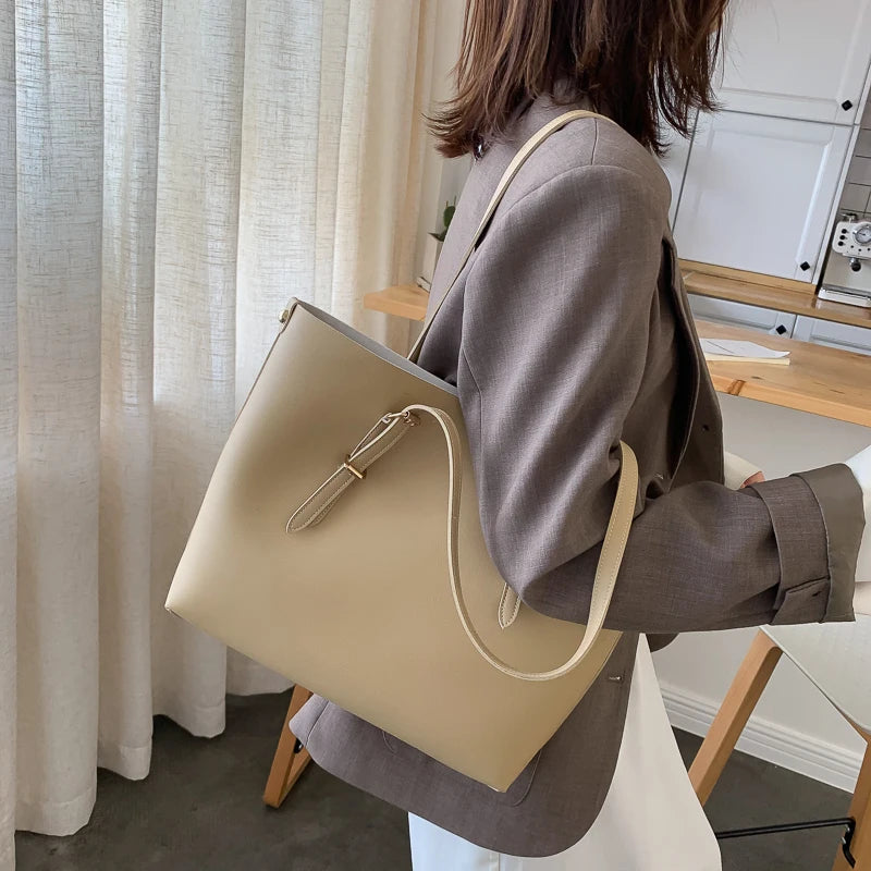 Shoulder Bags Women Retro Zipper Handbags Daily PU Leather Large Capacity Tote