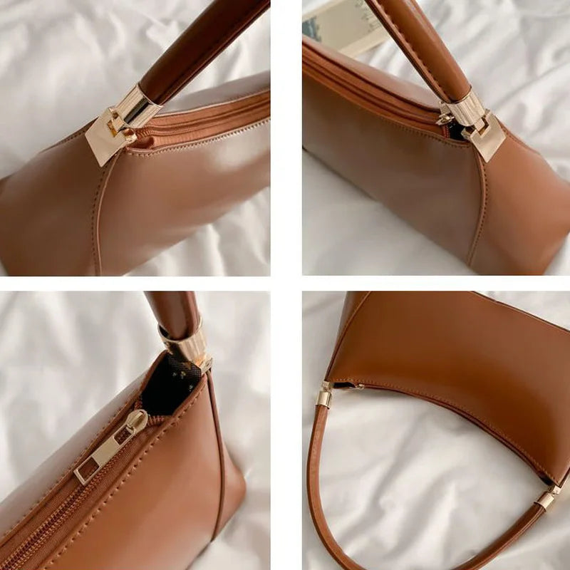 Women Retro PU Leather Handbags French Style Texture