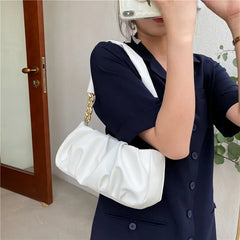 Solid PU Leather Shoulder Bag for Women