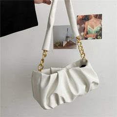 Solid PU Leather Shoulder Bag for Women