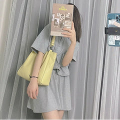Shoulder Bags Women Solid Large Capacity Casual Totes Students Preppy School Bag