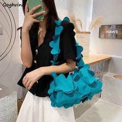 Shoulder Bags Women Solid Nylon Fabric Petals Style Ins Underarm