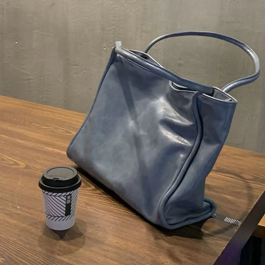 Shoulder Bags Women Solid PU Leather Casual Totes Ladies Large Capacity
