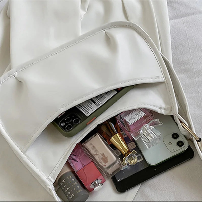 Vintage Texture PU Leather Shoulder Bag Large Capacity Crossbody