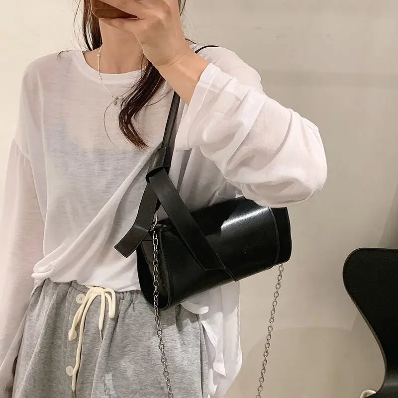 Shoulder Bags Women Solid Underarm Ladies PU Leather Vintage Handbag