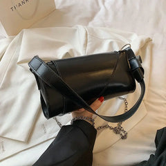 Shoulder Bags Women Solid Underarm Ladies PU Leather Vintage Handbag