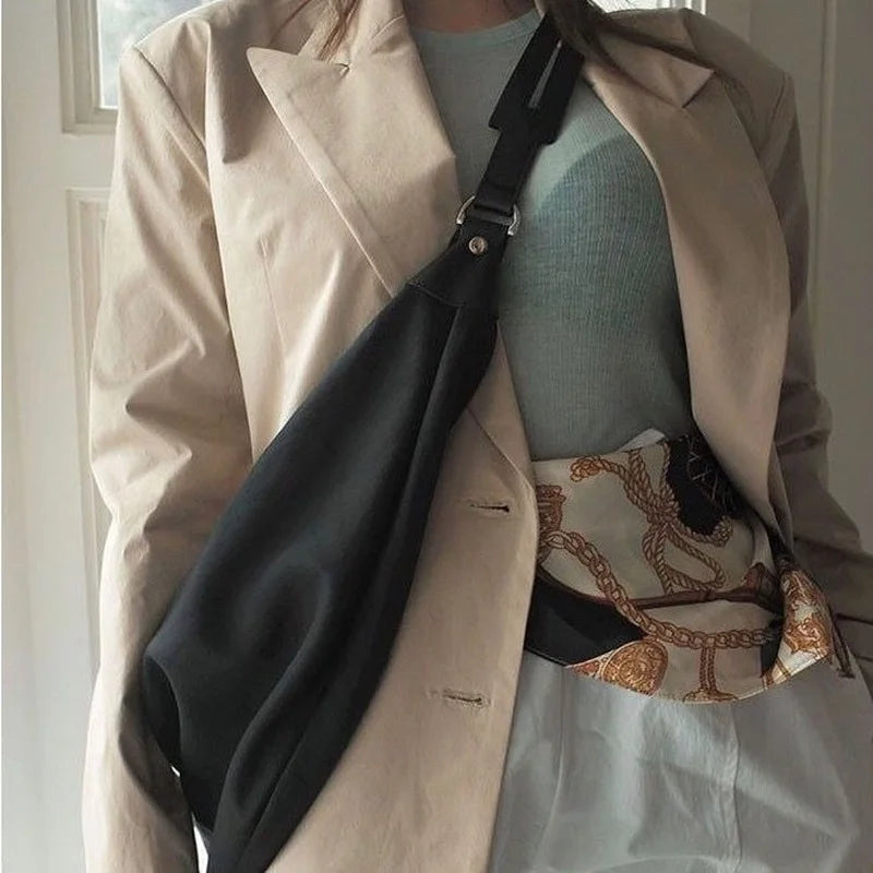 Large Capacity Crossbody Shoulder Bag Solid Color