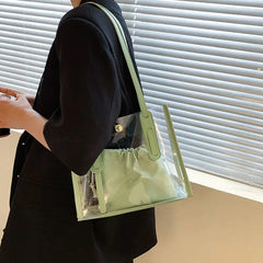 Transparent PVC Large Capacity Handbags Women Totes Summer Shoulder Bag