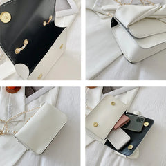 Pearls Chain Shoulder Bag Lady Cross Body Bow Flap PU Leather