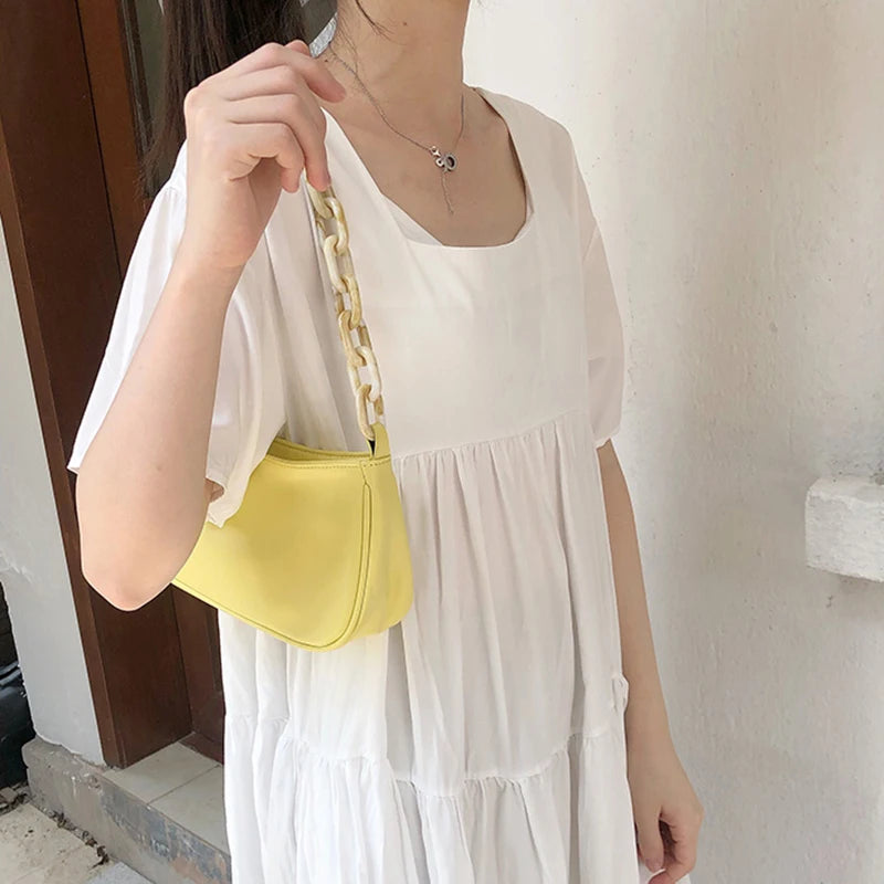 Popular PU Leather Shoulder Bag Women Chain Sweet Office Ladies Hipsters
