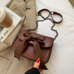 Vintage Bow PU Leather Flap-bag Shoulder Bag