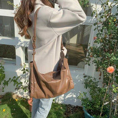 Vintage Crossbody Shoulder Bag All-match Large Capacity Tote Soft PU Leather Han