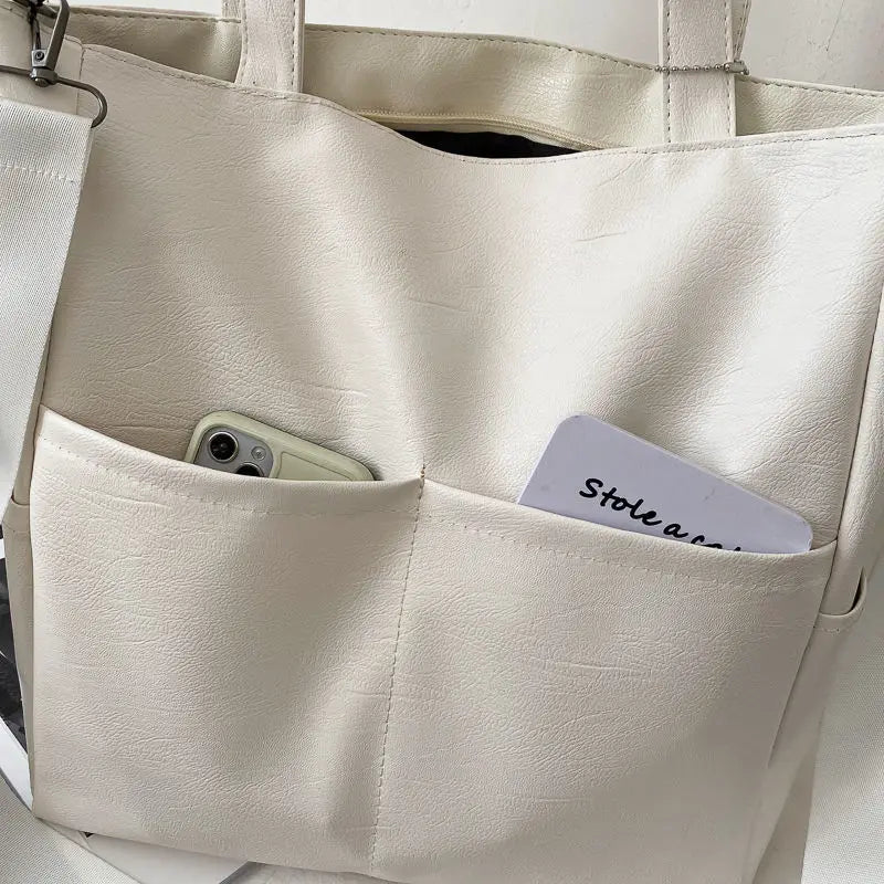 Vintage PU Leather Shoulder Bag Women Large Capacity Casual Totes Cross-body