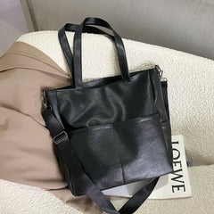 Vintage PU Leather Shoulder Bag Women Large Capacity Casual Totes Cross-body