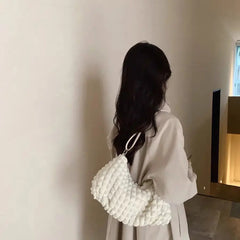 Plaid Zipper Cotton Fabric Underarm Crossbody Bag