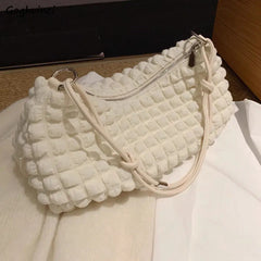 Plaid Zipper Cotton Fabric Underarm Crossbody Bag