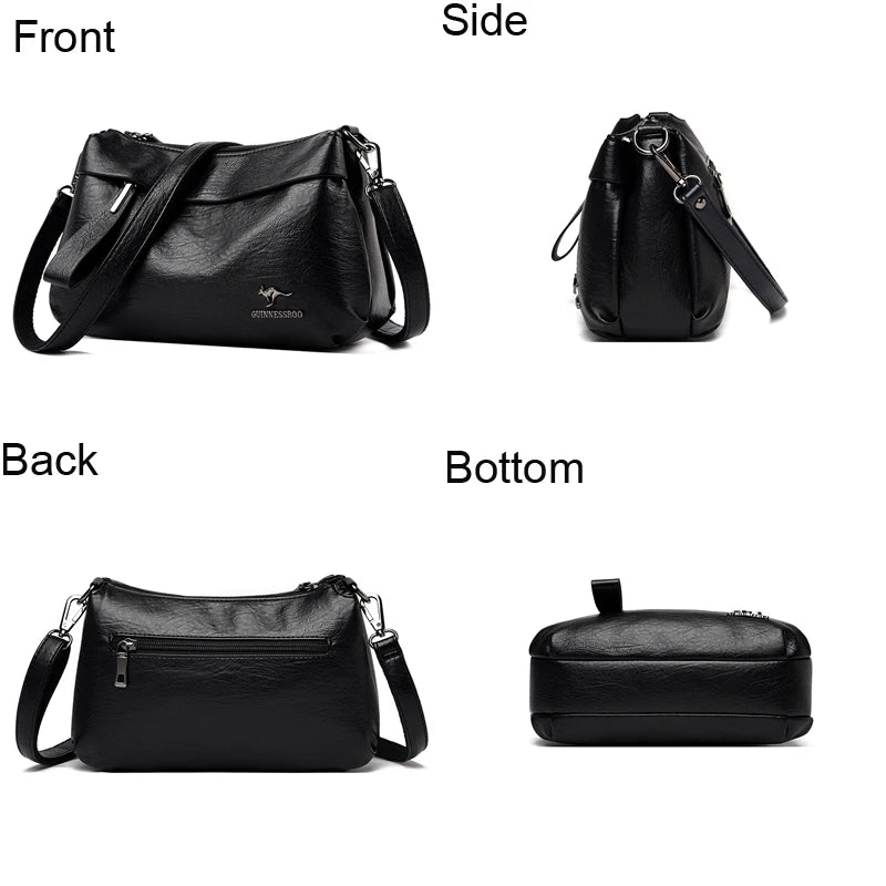 Leather Messenger Bag Crossbody Shoulder Purse for Women