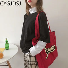 Canvas Tote Shoulder Bag for Women Handbags Ladies Purse
