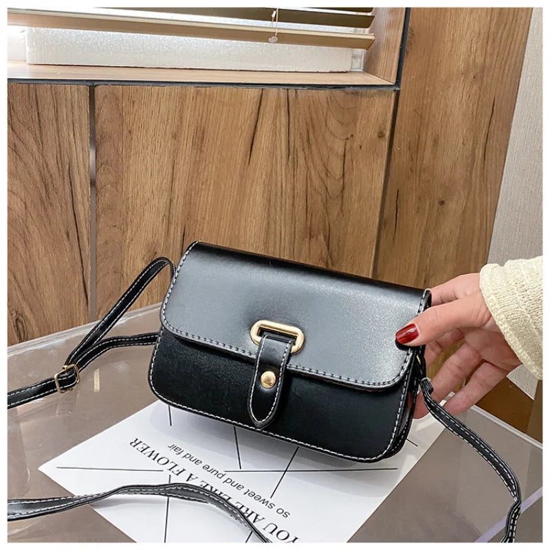 Women's PU Leather Handbag Lock Bag Retro Handbags Small Square Messenger