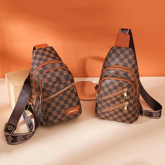 Women's Wax Skin Shoulder Bag Chest Pack Sling Crossbody Waterproof Messenger