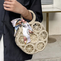 Semicircle Straw Rattan Handbag 2021 Summer Beach Shoulder Crossbody Bag