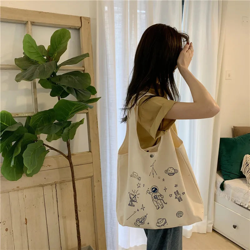 Large Capacity Canvas Shoulder Bag for Women All-match Tote Handbags