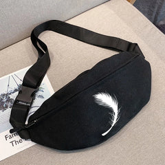 Feather Print Mini Waist Pack Crossbody Bag