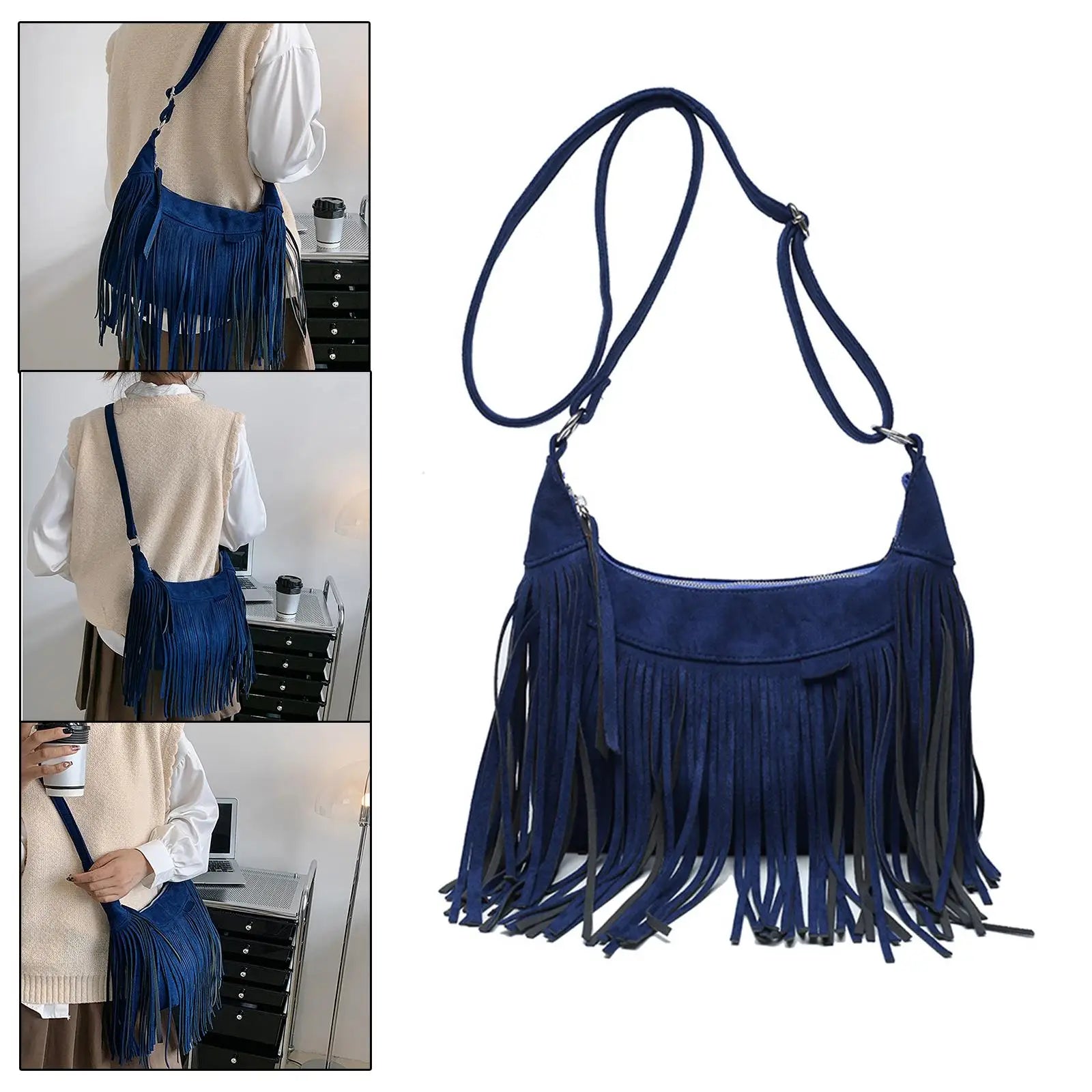 Fringe Tassel Satchel Handbag Adjustable Strap