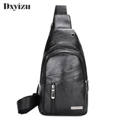 Shoulder Messenger Bags Pu Leather Casual Unisex Zipper Soft Male