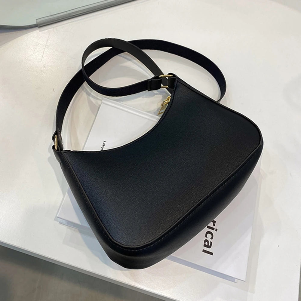 Shoulder Underarm Bag Casual Women Handbags Solid PU Leather