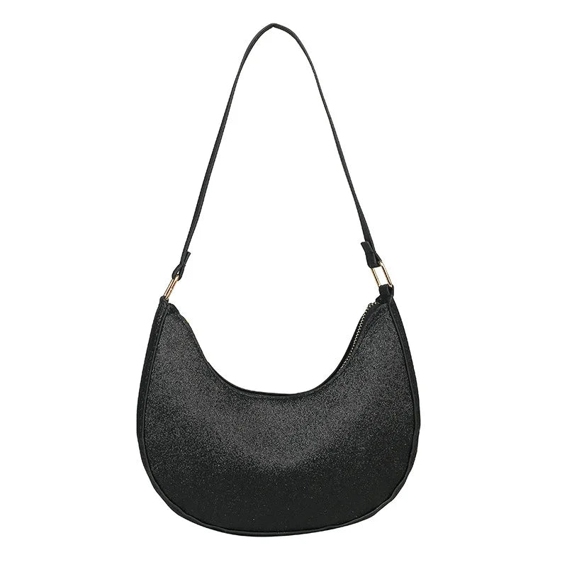 Women's PU Leather Shoulder Bag Retro Casual Handbag Glitter Sequin Clutch